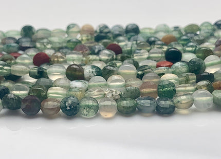 4mm Micro Faceted Diamond Cut Translucent Multi Color Indian Agate Flat Coin Disc Shape Genuine Agate Gemstone Beads 15.5 Inch Strand #3062