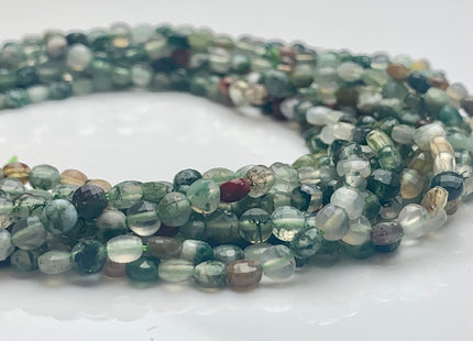 4mm Micro Faceted Diamond Cut Translucent Multi Color Indian Agate Flat Coin Disc Shape Genuine Agate Gemstone Beads 15.5 Inch Strand #3062