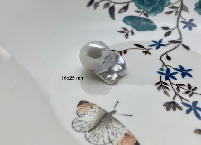 One-Of-A-Kind 15-19x24-32 mm AAA Jumbo Natural White Baroque Pearl High Luster Undrilled Drop Shape White Baroque Pearl Beads #P1020-NH