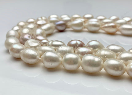 3 Strands 11-13x13-16 mm Natural White And Pink Rice Oval Freshwater Pearl Beads Genuine All Natural Color Freshwater Pearls #P1030
