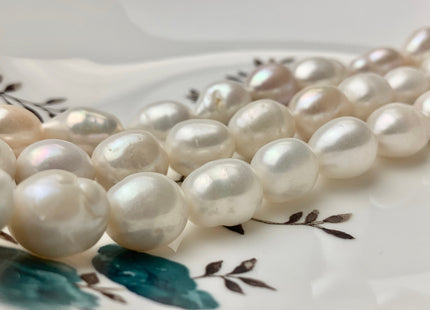 3 Strands 11-13x13-16 mm Natural White And Pink Rice Oval Freshwater Pearl Beads Genuine All Natural Color Freshwater Pearls #P1030