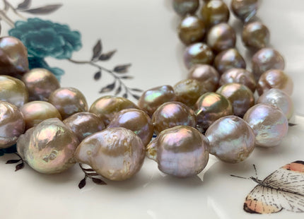 11-15x16 mm AAA Natural Mauve Seaweed Pink With Iridescent Color Baroque Pearl Beads Rare High Luster Genuine Baroque Pearls #P1033