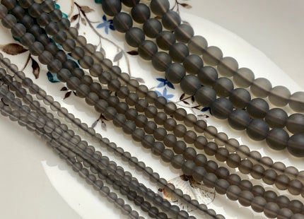 4mm 6mm 8mm 10mm 12mm Natural Matte Smooth Round Crystal Quartz Genuine Smoky Gray Color Quartz Gemstone Beads 15.5 Inches Strand #2717