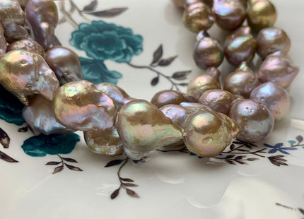 13-15x16-20 mm AA Natural Mauve Seaweed Pink With Iridescent Color Baroque Pearl Beads Rare Tear Drop Shape Genuine Baroque Pearls #P1035