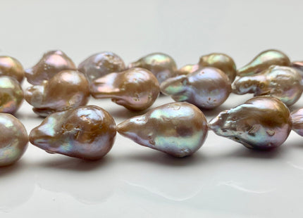 13-15x16-20 mm AA Natural Mauve Seaweed Pink With Iridescent Color Baroque Pearl Beads Rare Tear Drop Shape Genuine Baroque Pearls #P1035