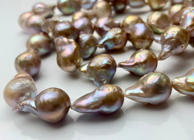 13-15x16-20 mm AA Natural Mauve Seaweed Pink With Iridescent Color Baroque Pearl Beads Rare Tear Drop Shape Genuine Baroque Pearls #P1035