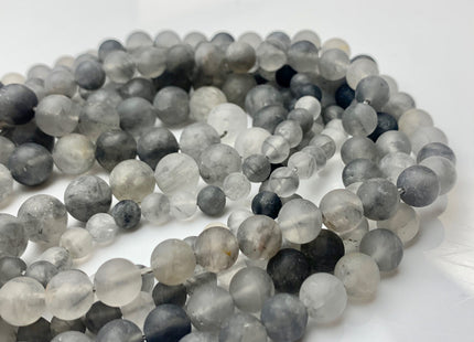 4mm 6mm 8mm 10mm 12mm Natural Smooth Round Cloudy Quartz Genuine Multi Gray Color Cloudy Quartz Gemstone Beads 15.5 Inches Strand #3010