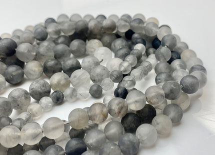 4mm 6mm 8mm 10mm 12mm Natural Smooth Round Cloudy Quartz Genuine Multi Gray Color Cloudy Quartz Gemstone Beads 15.5 Inches Strand #3010