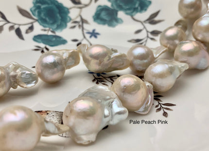 14-15x20 mm Natural Light Pink Or Pale Peach Pink Baroque Pearl Beads Rare Tear Drop Shape Genuine Baroque Pearls C Grade #P1032