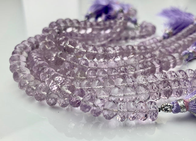 7mm 8mm 9mm AAA 100% Natural Faceted Rondelle Pink Amethyst Gemstone Beads Top Quality Gemmy Pink Amethyst Beads 8 Inches Strand #3000