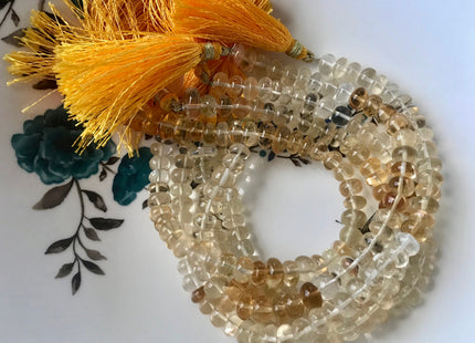 7-10 mm AAA 100% Natural Smooth Rondelle Honey Citrine Gemstone Beads Top Quality Natural Translucent Citrine Beads 8 Inches Strand # 2947