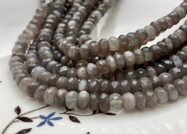 8mm 9mm 10mm 100% All Natural Faceted Rondelle Gray Shine Moonstone Beads Genuine Multi Translucent Gray Moonstone 9 Inches Strand #3012