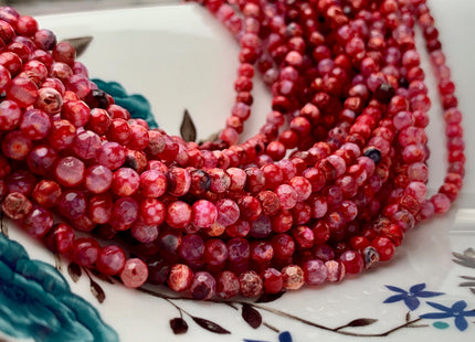 BEST DEAL 4 mm Faceted Round Multi Red Color Agate Gemstone Beads Genuine Agate Gemstone Loose Beads 14 Inches Strand #3019