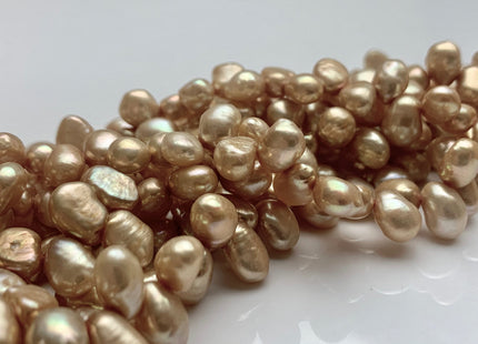6x8 mm AA Light Tan Color Top Drilled Freshwater Nugget Pearls Genuine champagne Nugget Pearl Beads #P1040