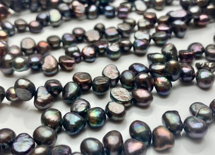 6x8 mm AA Dark Peacock Color Top Drilled Freshwater Nugget Pearls Genuine Peacock Color Nugget Pearls Beads #P1041