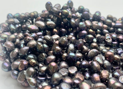 6x8 mm AA Dark Peacock Color Top Drilled Freshwater Nugget Pearls Genuine Peacock Color Nugget Pearls Beads #P1041