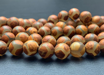 8 mm 10 mm AAA DZI Tibetan Agate Faceted Round Orange Brown Etched Agate Gemstone Matte Football Mala Antique Boho Beads 14 Inches #2323