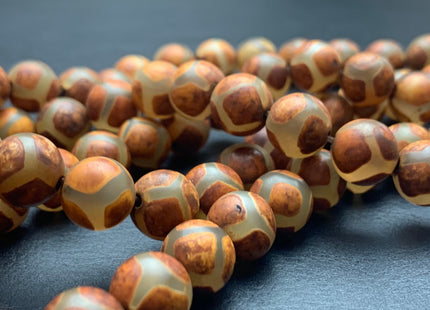8 mm 10 mm AAA DZI Tibetan Agate Faceted Round Orange Brown Etched Agate Gemstone Matte Football Mala Antique Boho Beads 14 Inches #2323