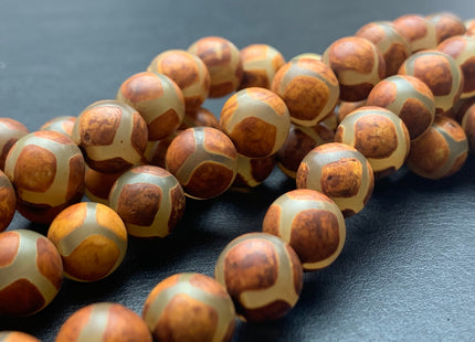 8 mm 10 mm AAA DZI Tibetan Agate Faceted Round Orange Brown Etched Agate Gemstone Matte Football Mala Antique Boho Beads 14 Inches #2323
