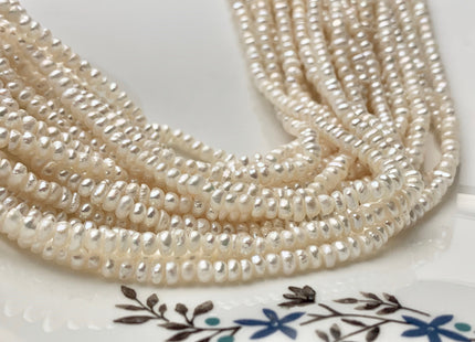 2x3 mm Natural White Tiny Freshwater Pearl Roundel/Button Shape Genuine Freshwater Seed White Color Pearl Beads #P1047
