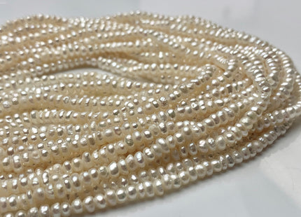 2x3 mm Natural White Tiny Freshwater Pearl Roundel/Button Shape Genuine Freshwater Seed White Color Pearl Beads #P1047