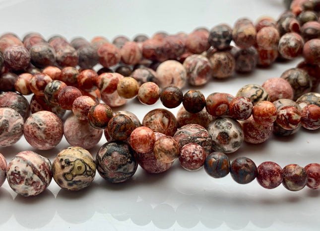 4mm 6mm 8mm 10mm Smooth Round Leopard Skin Jasper Gemstone Beads Genuine Pink Red Brown Jasper Beads 15.5 Inches Strand #3052