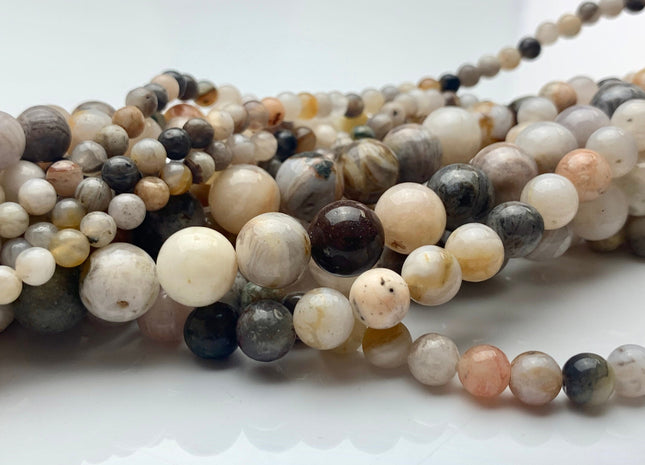 4mm 6mm 8mm 10mm Smooth Round Bamboo Agate Gemstone Beads Natural Cream Yellow Color Agate Loose Beads 15 Inches Strand #3053
