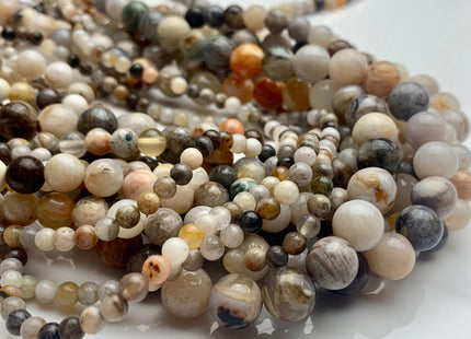 4mm 6mm 8mm 10mm Smooth Round Bamboo Agate Gemstone Beads Natural Cream Yellow Color Agate Loose Beads 15 Inches Strand #3053