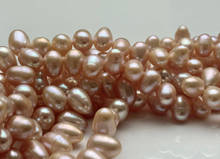 6x8 mm Natural Peach Pink Or Mauve Pink Top Drilled Oval/Rice Shape Freshwater Pearl Beads Genuine Dancing Freshwater Pearls #P1051