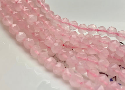 7-8 mm AAA Natural Faceted Star Cut RoseQuartz Gemstone Beads Genuine Faceted RoseQuartz Gemstone Loose Beads #2311