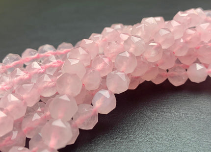 7-8 mm AAA Natural Faceted Star Cut RoseQuartz Gemstone Beads Genuine Faceted RoseQuartz Gemstone Loose Beads #2311