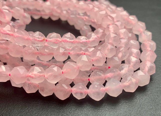 7-8 mm AAA Natural Faceted Star Cut RoseQuartz Gemstone Beads Genuine Faceted RoseQuartz Gemstone Loose Beads #2311