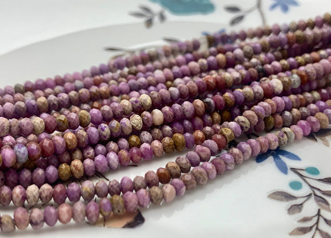 2x3 mm Faceted Rondelle Natural Purple Phosphosiderite Gemstone Beads Natural Multi Purple Color Quality Phosphosiderite 15.5 Inches #3086