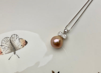 One Piece 925 Sterling Silver/Gold Pendant Setting Findings For Half Drilled Pearls Bow Tie Design W/CZ Sterling Silver Pendant #10048-A