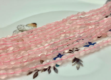 4mm Micro Faceted Diamond Cut Pink Color Rose Quartz Flat Coin Disc Shape Genuine Rose Quartz Gemstone Beads 15.5 Inches Strand #3080