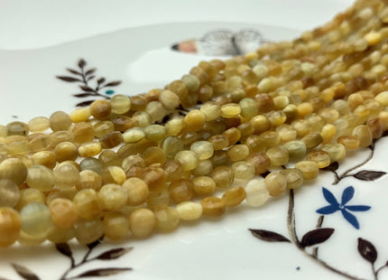 4mm Micro Faceted Diamond Cut Golden Color Tiger Eye Flat Coin Disc Shape Genuine Tiger Eye Gemstone Beads 15.5 Inches Strand #3083