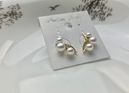 Genuine Natural White Freshwater Pearl Stud Earring .925 Sterling Gold Earring Posts Pearl Earrings Bridal Stud Earrings #10047-B