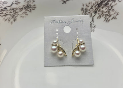 Genuine Natural White Freshwater Pearl Stud Earring .925 Sterling Gold Earring Posts Pearl Earrings Bridal Stud Earrings #10047-B