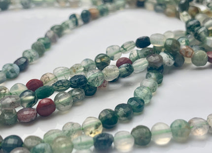 4mm Micro Faceted Diamond Cut Translucent Multi Color Indian Agate Flat Coin Disc Shape Genuine Agate Gemstone Beads 15.5 Inch Strand #3062
