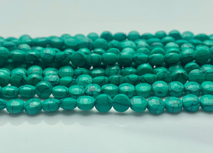 4mm Micro Faceted Diamond Cut Turquoise Color Turquoise Flat Coin Disc Shape Turquoise Gemstone Beads 15.5 Inches Strand #3065