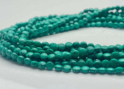 4mm Micro Faceted Diamond Cut Turquoise Color Turquoise Flat Coin Disc Shape Turquoise Gemstone Beads 15.5 Inches Strand #3065
