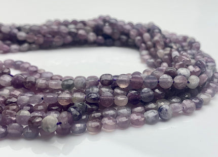 4mm 7mm Micro Faceted Diamond Cut Light Purple Lepidolite Flat Coin Disc Shape Genuine Lepidolite Gemstone Beads 15.5 Inches Strand #3075