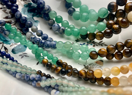 4mm 6mm 8mm 10mm 12mm Natural Chakra Smooth Round Beads Genuine Amethyst Aventurine Lapis Tiger Eye Yellow Jade Sodalite Red Jasper #3092