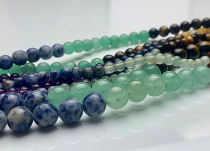 4mm 6mm 8mm 10mm 12mm Natural Chakra Smooth Round Beads Genuine Amethyst Aventurine Lapis Tiger Eye Yellow Jade Sodalite Red Jasper #3092