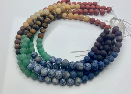 4mm 6mm 8mm 10mm 12mm Natural Chakra Matte Round Beads Genuine Amethyst Aventurine Lapis Tiger Eye Yellow Jade Sodalite Red Jasper #3093