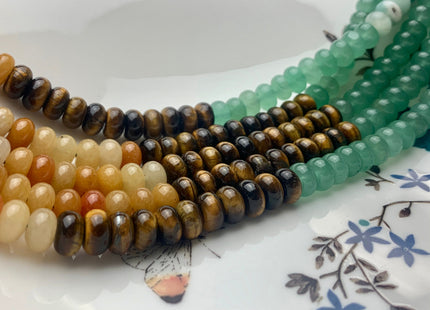 5x8 mm Natural Chakra Smooth Rondelle Beads Genuine Amethyst Aventurine Lapis Tiger Eye Yellow Jade Sodalite Red Jasper 15 Inches #3094