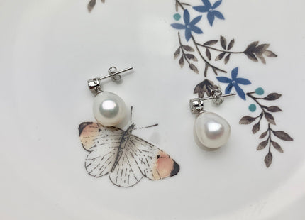 One Pair 925 Sterling Silver Setting Findings For Half Drilled Pearls Classic Shape Design Sterling Silver Findings #10051-A