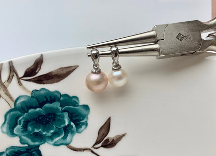 8-9 mm AAA Natural White and Pink Round Genuine Freshwater Pearl Pendant 925 Sterling Silver DIY Jewelry #10054-B