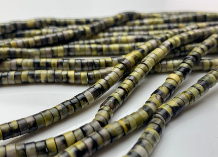 2x4 mm Mixed Yellow And Black Color Agate Heishi Rondelle Shape Genuine Multi Color Disc Gemstones Loose Beads 15.5 Inches Strand #3104