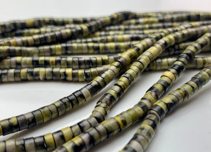 2x4 mm Mixed Yellow And Black Color Agate Heishi Rondelle Shape Genuine Multi Color Disc Gemstones Loose Beads 15.5 Inches Strand #3104